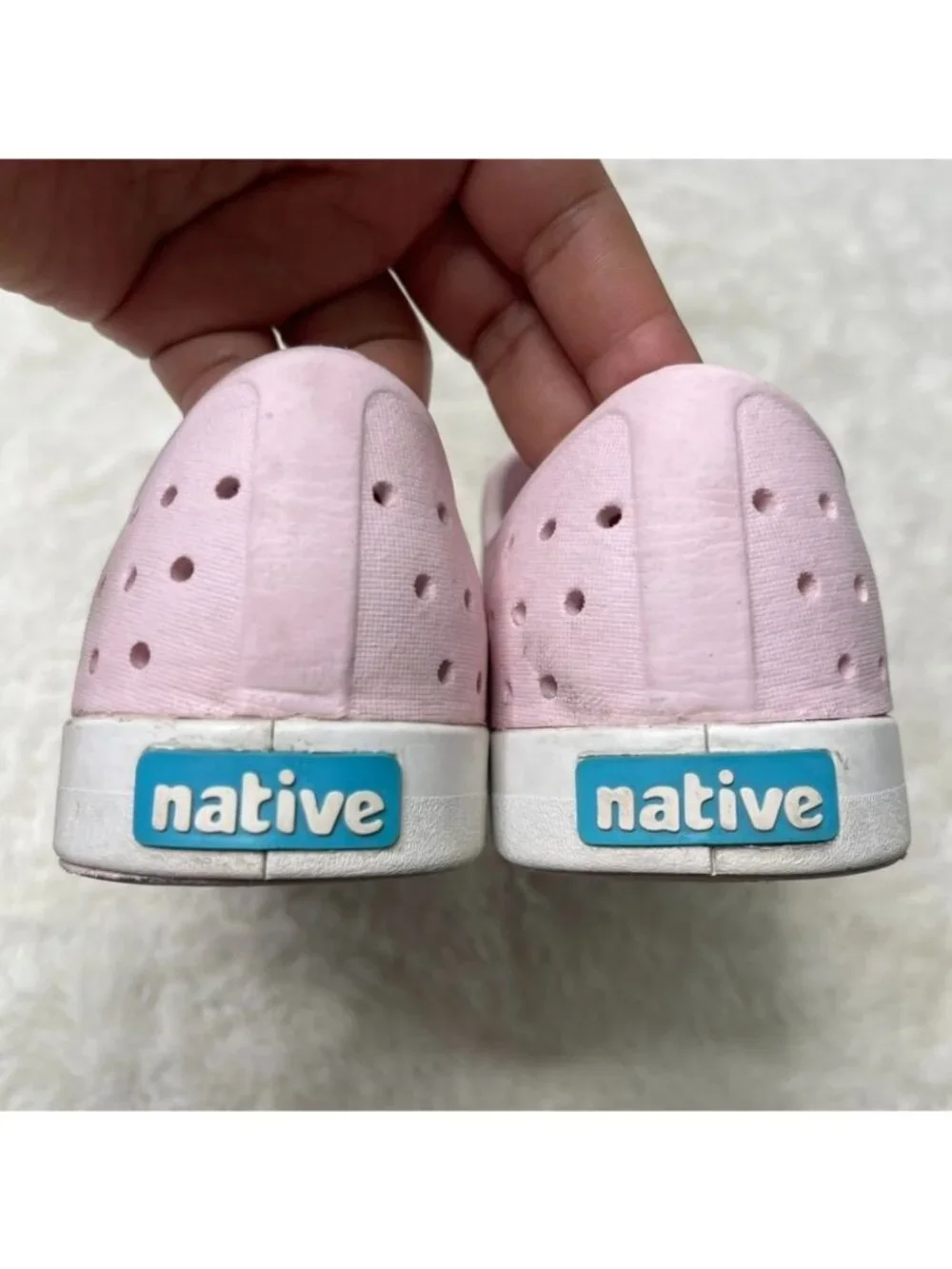 Native Shoes Jefferson Kids Size J3 Pink Slip Washable Sneakers Loafers